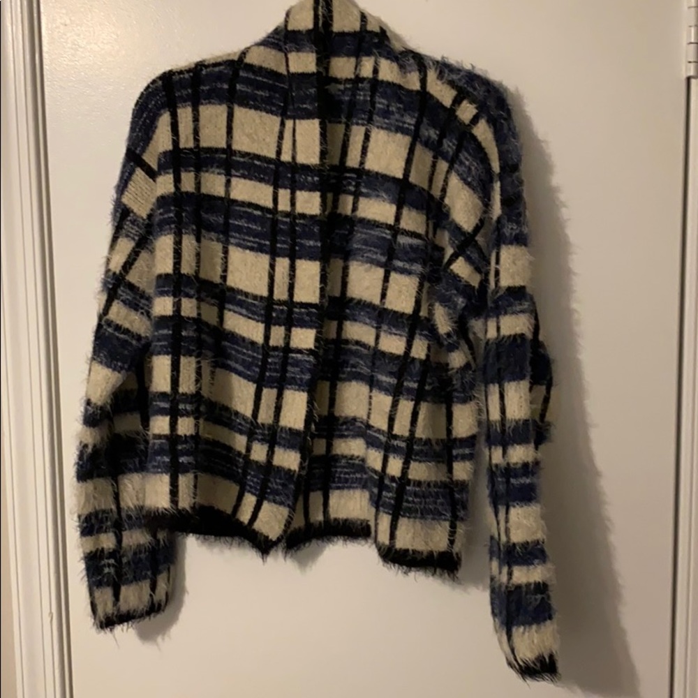 Plaid Sweater Cardigan